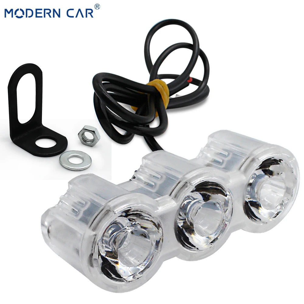 Современный автомобильный один ряд 3 xbulbs 12V DRL дневная ходовая лампа мотоцикла светодиодный светильник ting передние противотуманные фары светильник кронштейн атмосфера светильник s