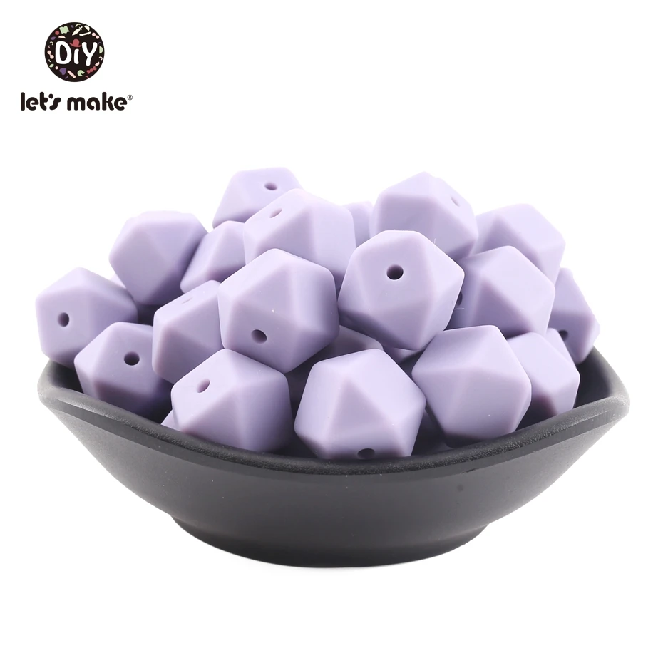 Let's Make-Cuentas de silicona octogonales para beb&eacute;, juguete sensorial cl&aacute;sico para masticar, sin BPA, joyer&iacute;a artesanal, colgante de enfermer&iacute;a, 14mm, 30 Uds.-5
