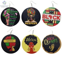 somesoor printed black power afro wood drop earrings respect african queen natural lady phenomenal woman inspiring jewelry 6pair