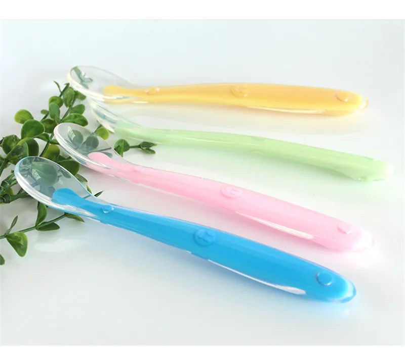 Силиконовые детские столовые приборы с милой улыбкой детская ложка ручка для