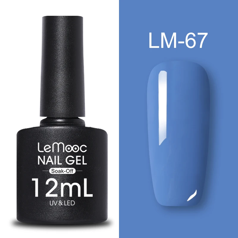 LM-67 LEMOOC, 12 мл, Цветной Гель-лак для ногтей, блестки, блестки, полуперманентный замачиваемый лак, УФ-гель, сделай сам, Гель-лак для ногтей - Цвет: LM-67