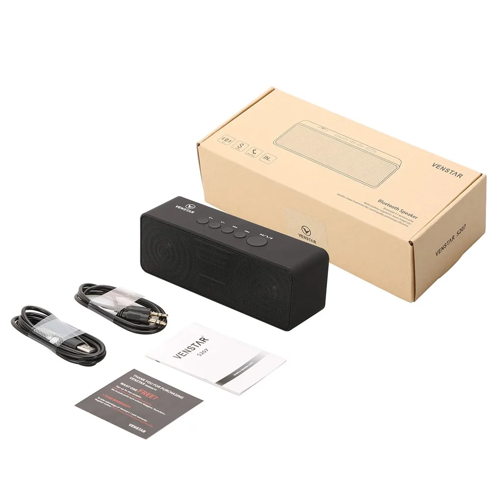 VENSTAR S207 Мини Bluetooth беспроводной динамик Встроенный 10 Вт Мощный сабвуфер 2800 мАч литиевая батарея с микрофоном и AUX