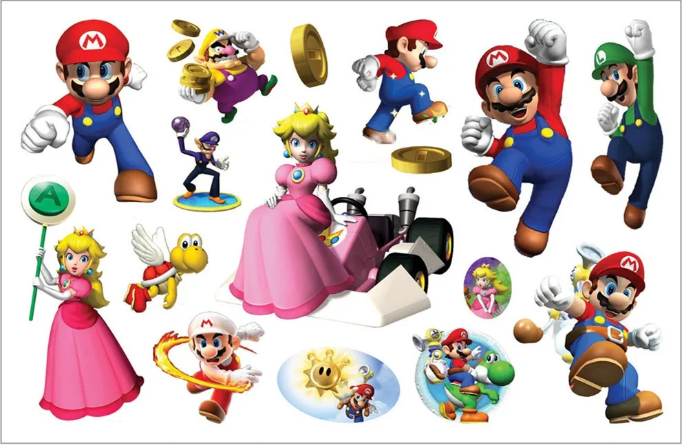 Shnapign Прекрасные Super Mario ребенка Временные татуировки Средства ухода за кожей Книги по искусству флеш-тату Наклейки 17*10 см Водонепроницаемый тату хной автомобиля стиль
