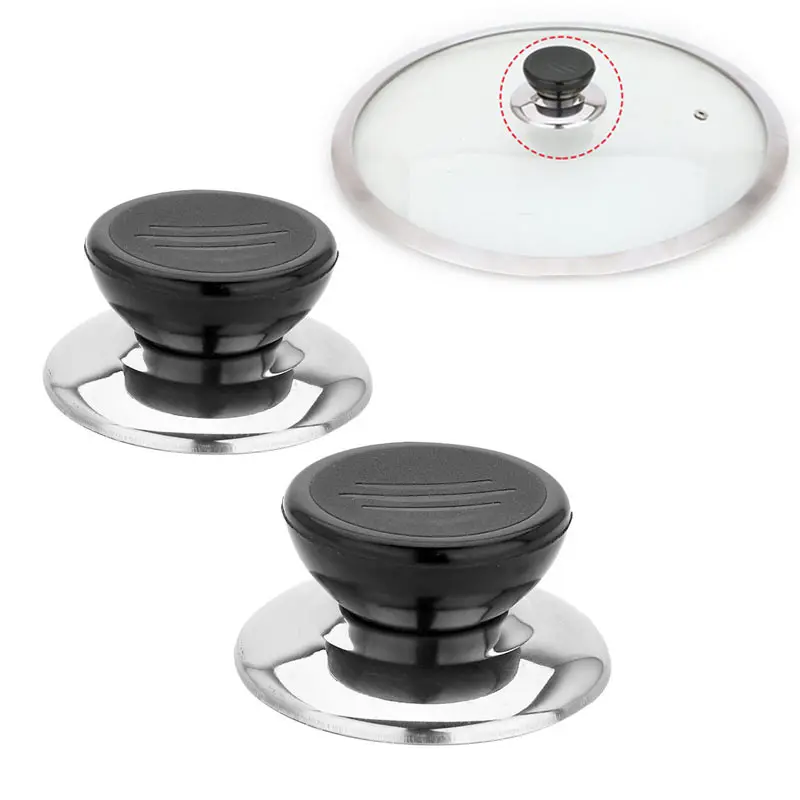 

2 Pcs Universal Kitchen Cookware Replacement Utensil Pot Pan Lid Cover Circular Holding Knob Screw Handle FBE2