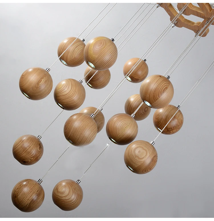 Креативные подвесные светильники в скандинавском стиле с деревянными шариками G4