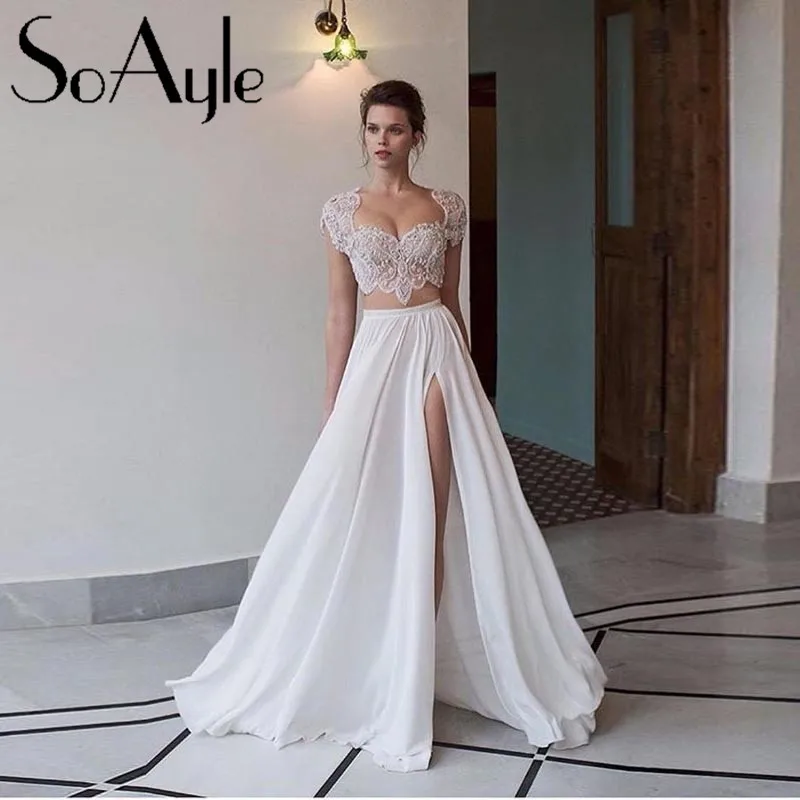 SoAyle 2016 одеяние де вечер Сексуальная Вечернее Платье Русалка Милая Двух Частей