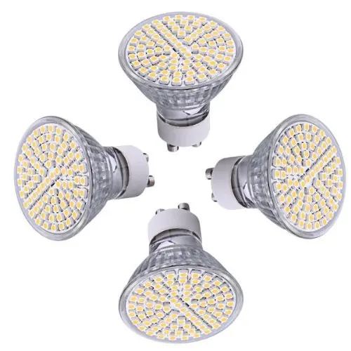 

4 X GU10 Ampoule Lampe Spot 3528 SMD 80 LEDs Blanc Chaud 3600K AC 230V 5W LED Globe Bulbs