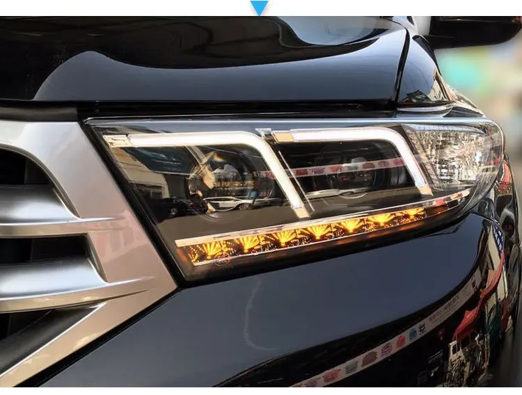 AKD автомобильный Стайлинг фар в сборе для Toyota Highlander светодиодный фонарь 2012 светодиодный DRL H7 D2H Hid вариант Ангел глаз би ксенон луч