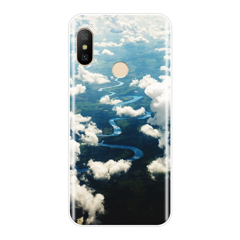 For Xiaomi Mi A1 A2 8 Lite SE Phone Case Silicone Mountain Travel Cloud Green Soft Back Cover 5 5C 5S 5X 6 6X Plus | Мобильные