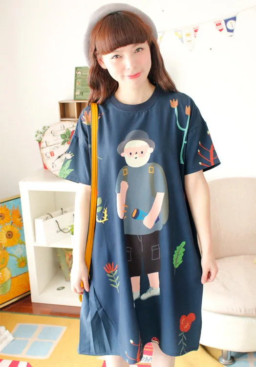 Длинное платье рубашка летняя Новинка повседневные женские футболки с круглым