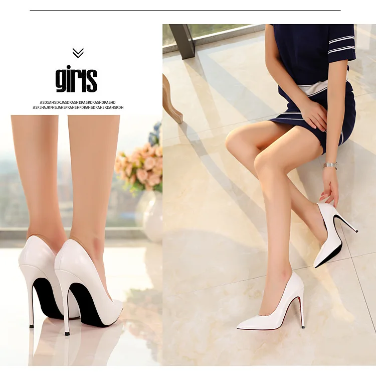 Модные женские туфли на высоком каблуке 12 см с острым закрытым носком однотонные