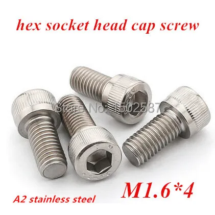 500 шт. M1.6 * 4 шестигранные винты DIN912 Шестигранная головка цилиндра M1 6x4 мм машинные
