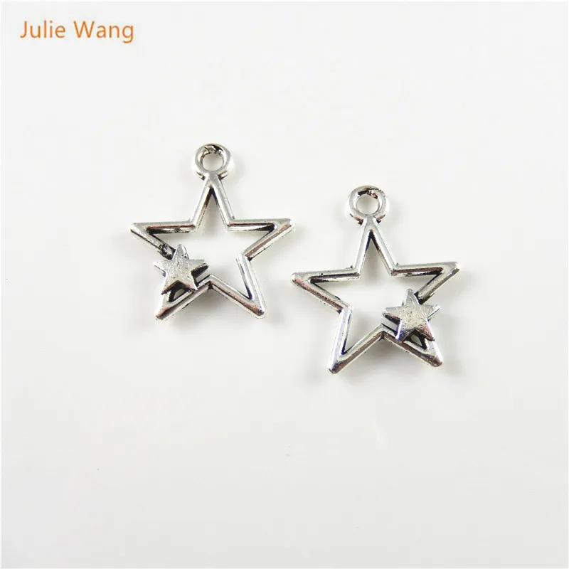 Julie Wang 30 шт. подвески в виде звезд элегантный дизайн античное серебряное ожерелье