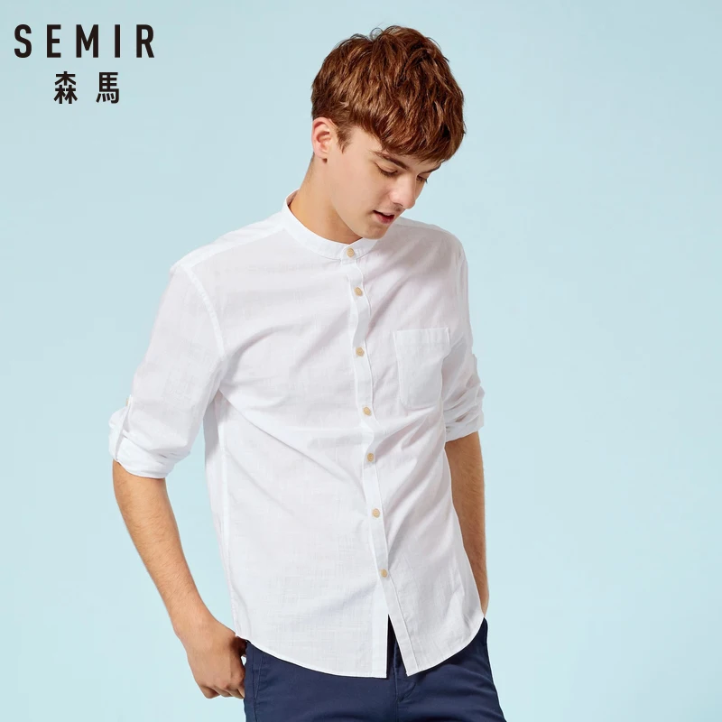 SEMIR мужская рубашка с воротником 100% хлопок нагрудным карманом длинным рукавом