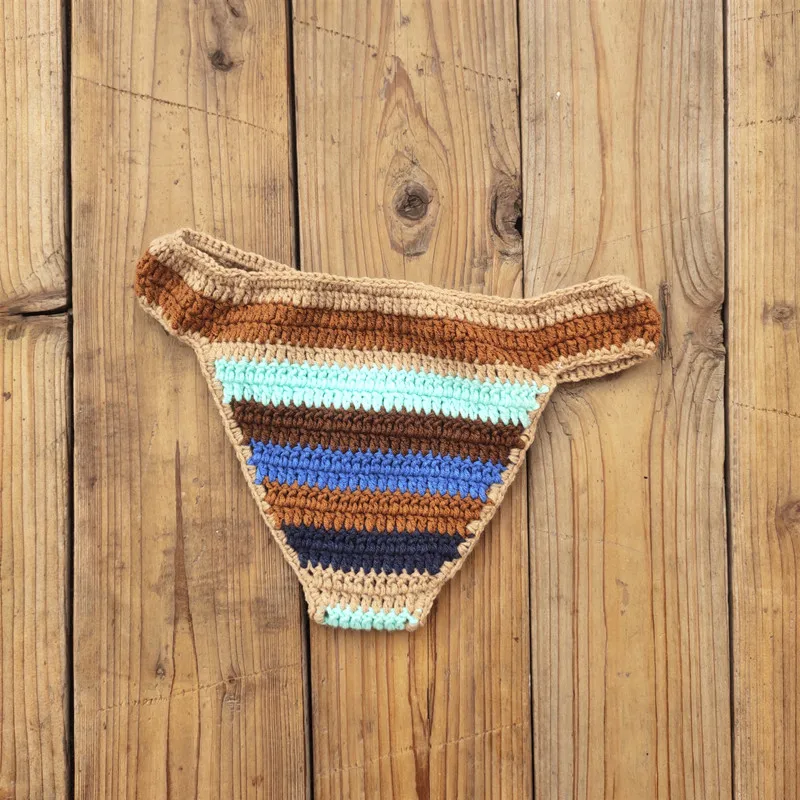 Связанное крючком бикини ручная работа набор эластичных облегающих трусов топ