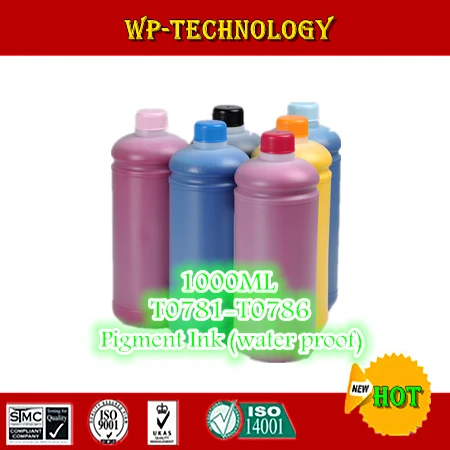 1Л * 6 шт пигментные чернила для Epson T0781 T0786 серии водостойкие Artisan 50 и т. Д. 1000 мл