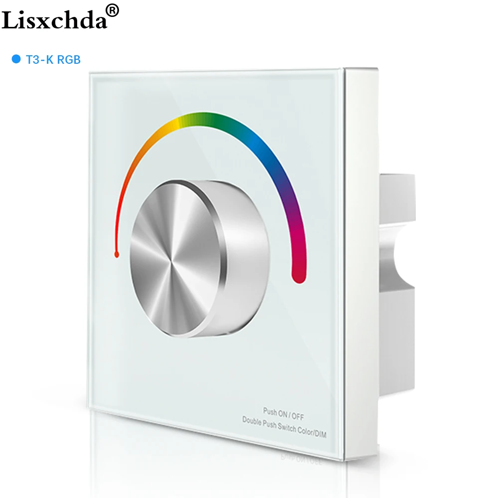 T3-K (White) DC12-24V T1-K/T2-K/T3-K Поворотная сенсорная стеклянная панель DIM/CCT/RGB светодиодный контроллер для одного цвета/цветовой температуры/RGB светодиодный - Цвет: T3-K (White)