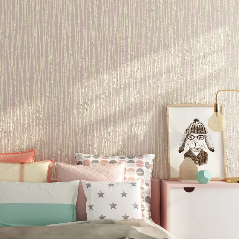 

beibehang High end Simple modern pure color vertical striped new wallpaper relief non-woven living room background wall paper