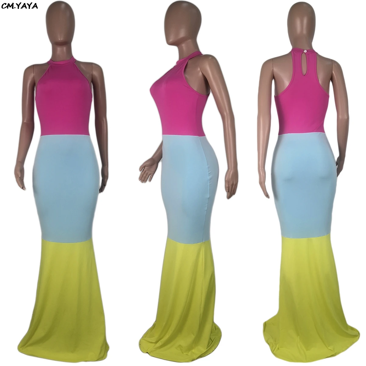 Женское винтажное длинное платье-русалка разноцветное лоскутное платье без