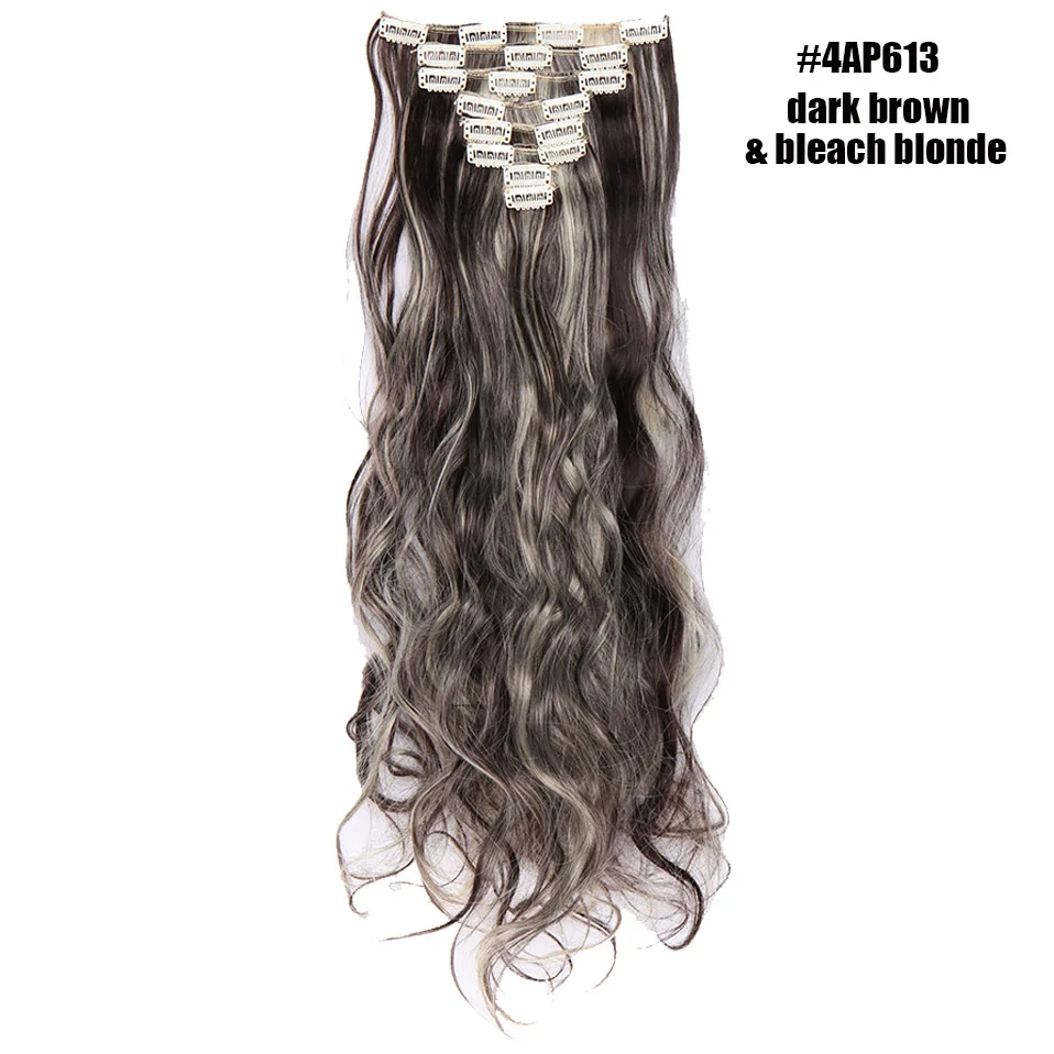 4AP613 SNOILITE 2" 8 шт./компл. длинные волнистые натуральные заколки для наращивания волос высокотемпературный волоконный шиньон синтетические 18 клипов в прическе - Цвет: 4AP613