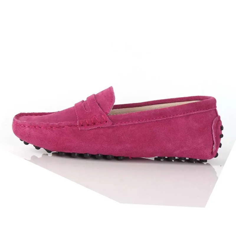 Hot Pink Модная женская обувь на плоской подошве; женская обувь из натуральной кожи; повседневные лоферы на плоской подошве; Мягкие Мокасины без застежки; женская обувь для вождения - Цвет: Hot Pink