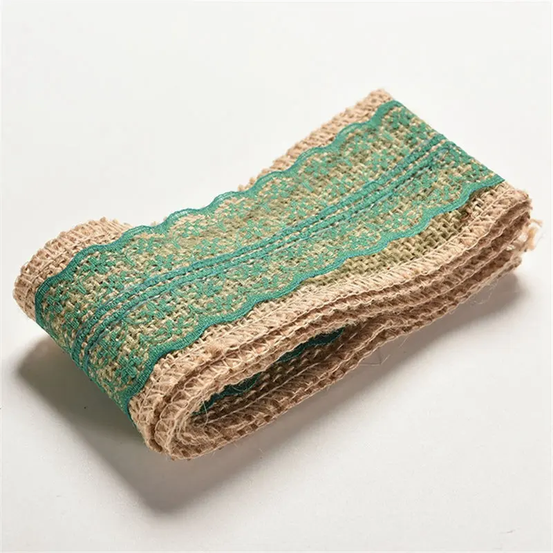 E 6 см* 2 метра натуральная Мешковина в рулоне с цветной лентой кружева винтажный, из мешковины джута деревенские Свадебные украшения 62517 - Цвет: E