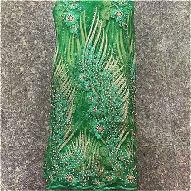 Зеленая французская кружевная ткань Нигерия свадебный Тюль Африканское кружево