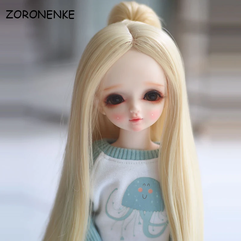 

1/3 1/4 1/6 Bjd SD парик для кукол, модный светлый прямой с одним конским хвостом, высокотемпературные волосы из проволоки для кукол, аксессуары