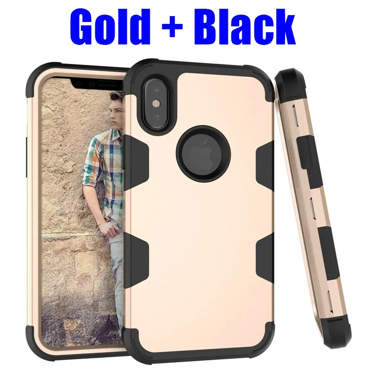 Сверхмощный ударопрочный чехол для IPhone 11 Pro Max X XS XR 8 7 6 6S Plus TPU+ PC Гибридный чехол для телефона IPX03 - Цвет: Gold Black