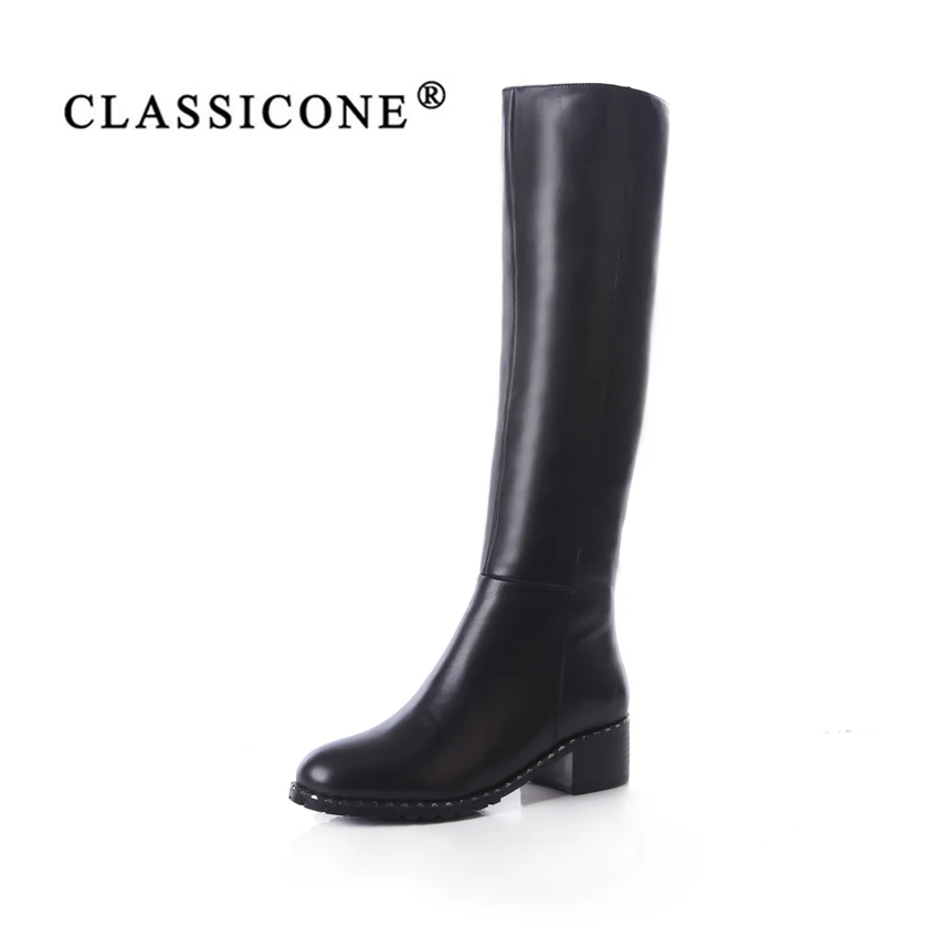 Классическая обувь женские зимние высокие сапоги женская из натуральной кожи на