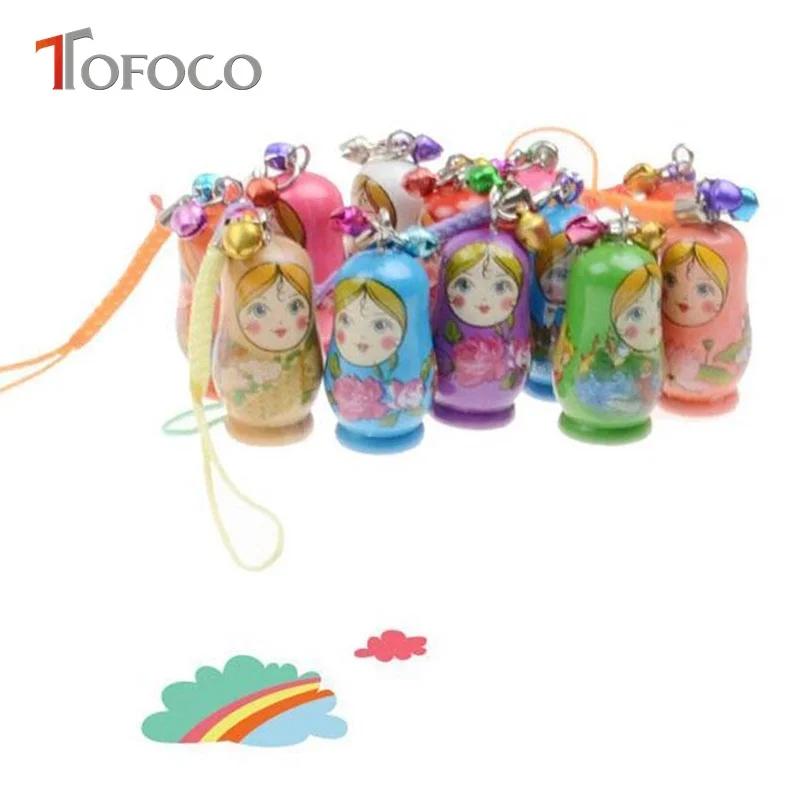 TOFOCO 10pcs Russian Dolls Toy In Sale Wholsesale Wooden Doll Keychain Phone Babushka Matryoshka Hand Painted | Игрушки и хобби