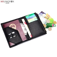 2020 red cow leather solid card holder passport cover credit for man women travel wallet book id more cards case zipper travel