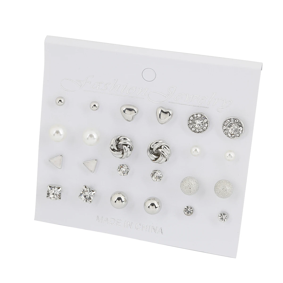 12 pair/bag Rhinestone Zircon Peach Heart Triangle Shape Trendy Pearl Earrings Gold&ampSilver For Women Jewelry | Украшения и