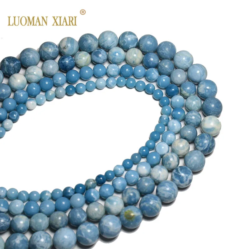 

AAA Natural Stone beads Round Blue Sky Stone Beads For Jewelry Making for Beadwork DIY Material 4/ 6/8/10/12 mm Strand 15.5''