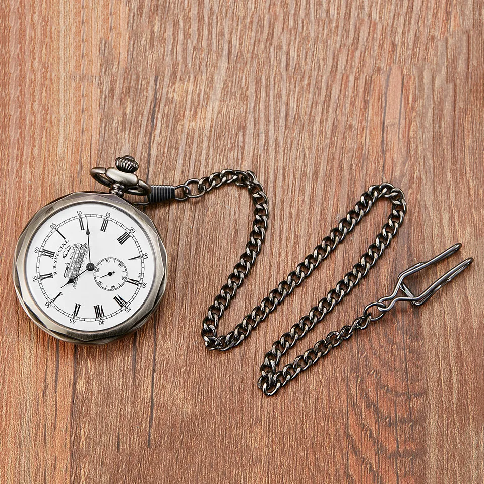 Ретро Винтажные резные изысканные механические карманные часы с циферблатом