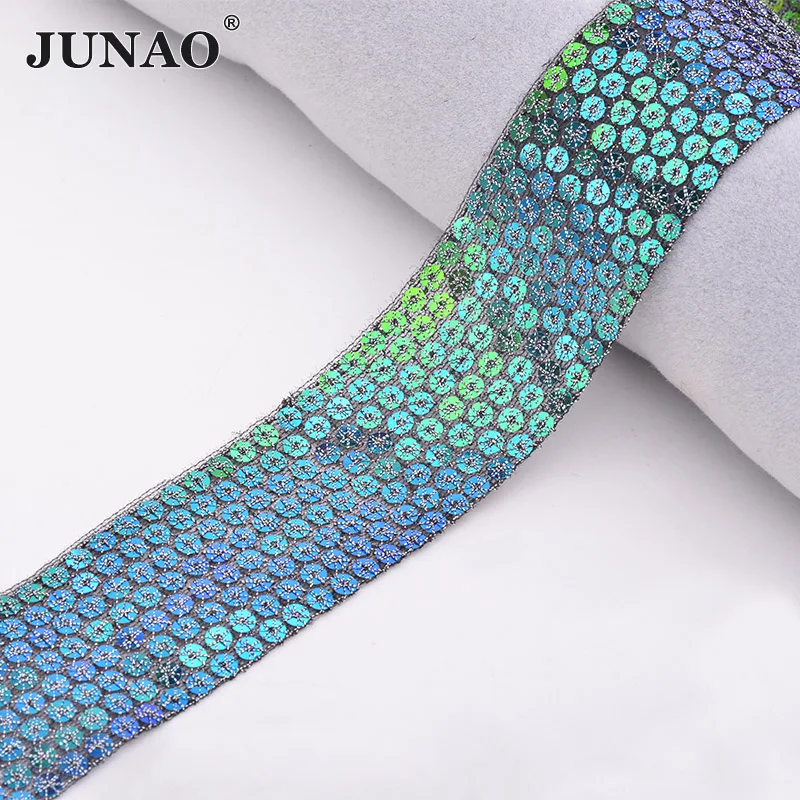JUNAO 36 мм зеленая AB фотоблестка для шитья отделка блестками аппликация