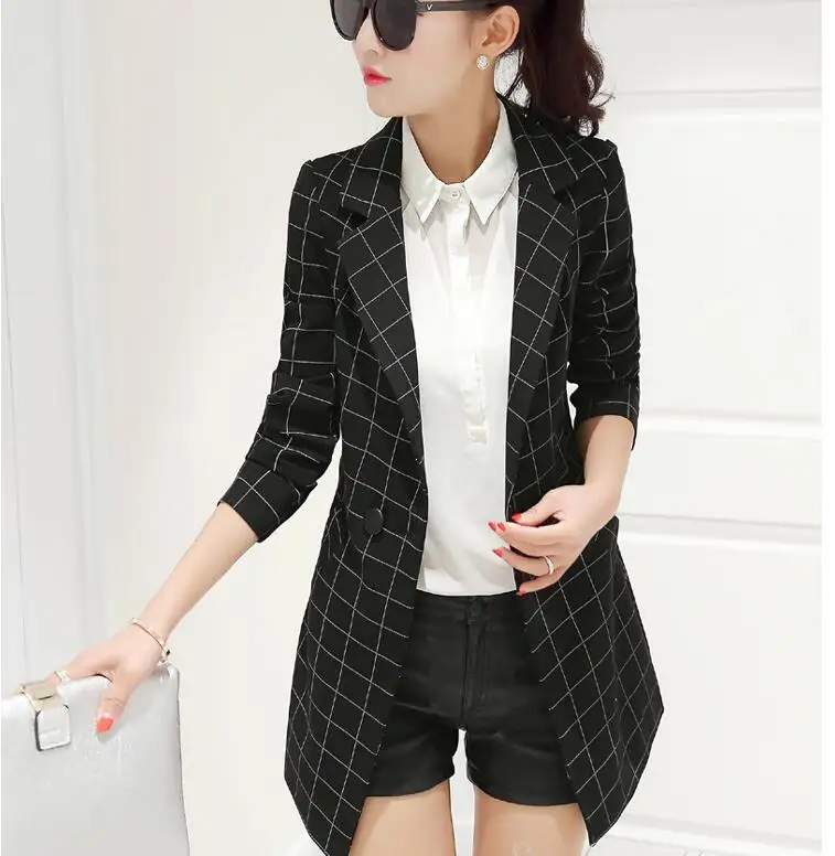 Женская клетчатая куртка с длинным рукавом приталенный маленький Молодежный