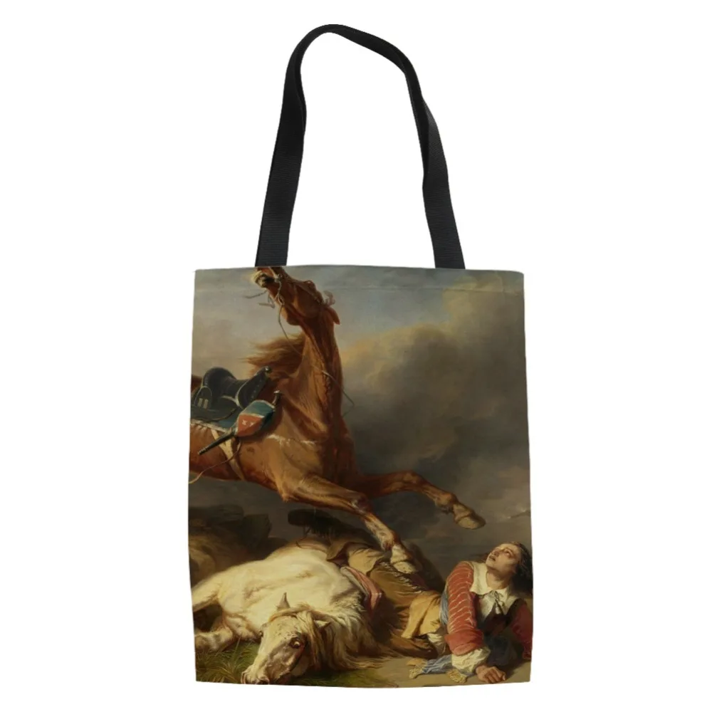 Famous Painting Shopping Bags Travel Custom Reusable Handbag Women Shoulder Cloth Pouch Foldable Girl Olils Large Linen Bag | Багаж и