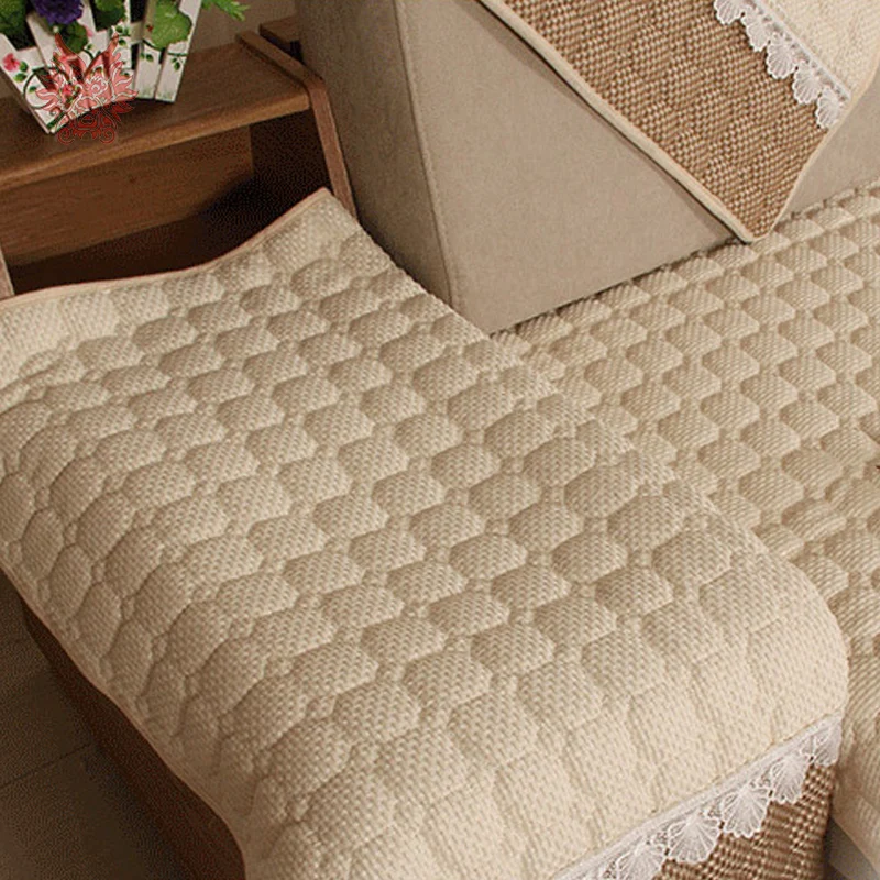Европейский бежевый хлопковый льняной стеганый чехол для дивана Хлопковый