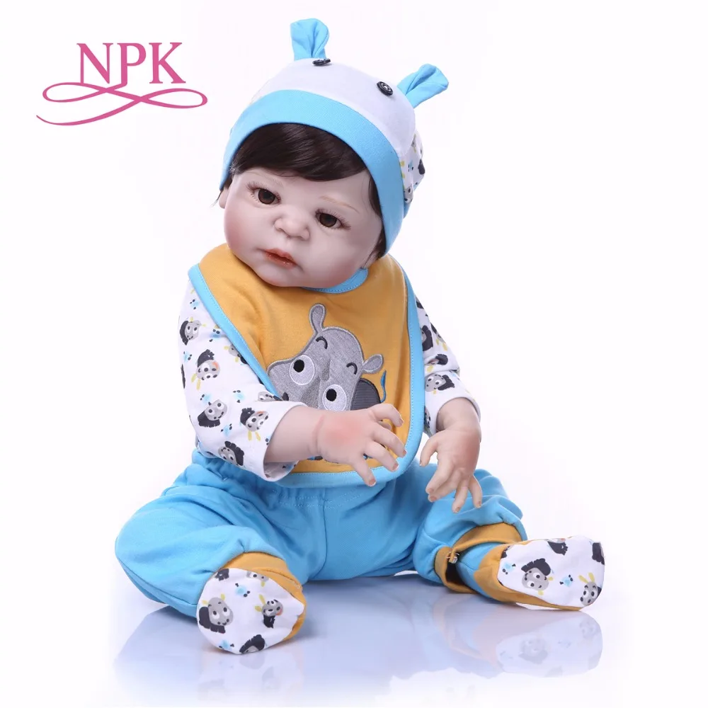 NPK Boneca Reborn летняя футболка с нарисованными маленькими синими носорог полный винил Reborn Детские игрушки, куклы как живые, детский подарок на день рождения Рождество Горячие Игрушки для девочек и