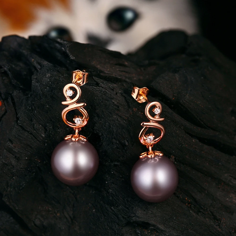 Женские серьги из розового золота с пресноводным жемчугом 12 13 мм|earrings free|earrings free