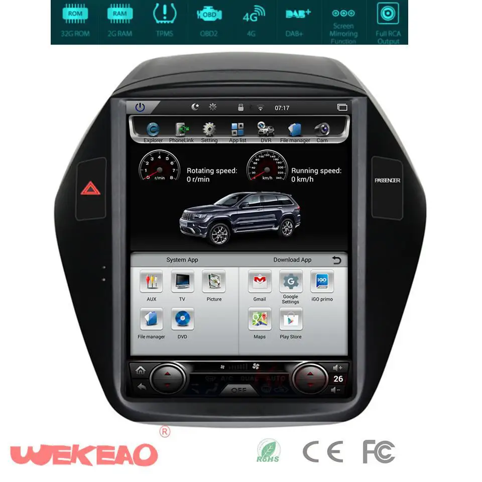 Wekeao 10 4 &quotСенсорный экран Аудио плеер android радио для hyundai Tucson IX35 2010 2014 Android 6 0
