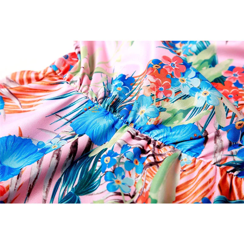 Платье для мамы и дочки с коротким рукавом V образным вырезом одежда весеннее