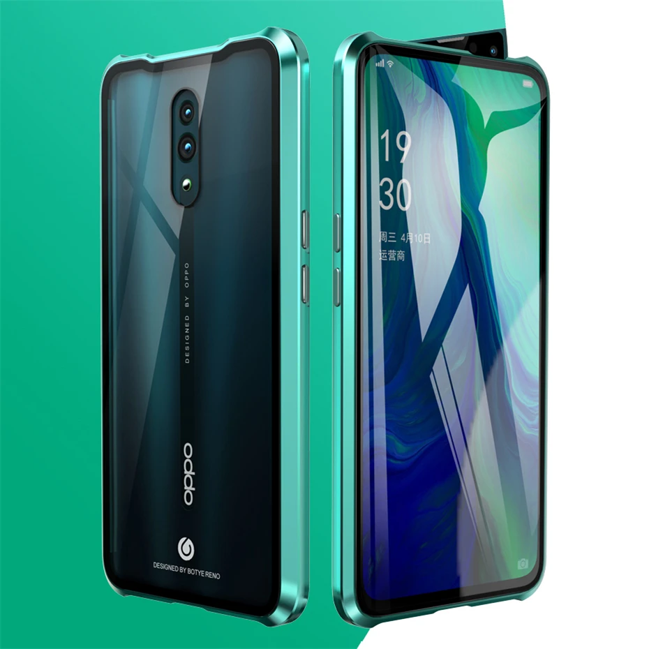 Высококачественный защитный чехол для OPPO Рено чехол для телефона адсорбции металлический каркас прозрачный двусторонний стекло в рамке телефона чехол для OPPO Рено 10X ZOOM чехол