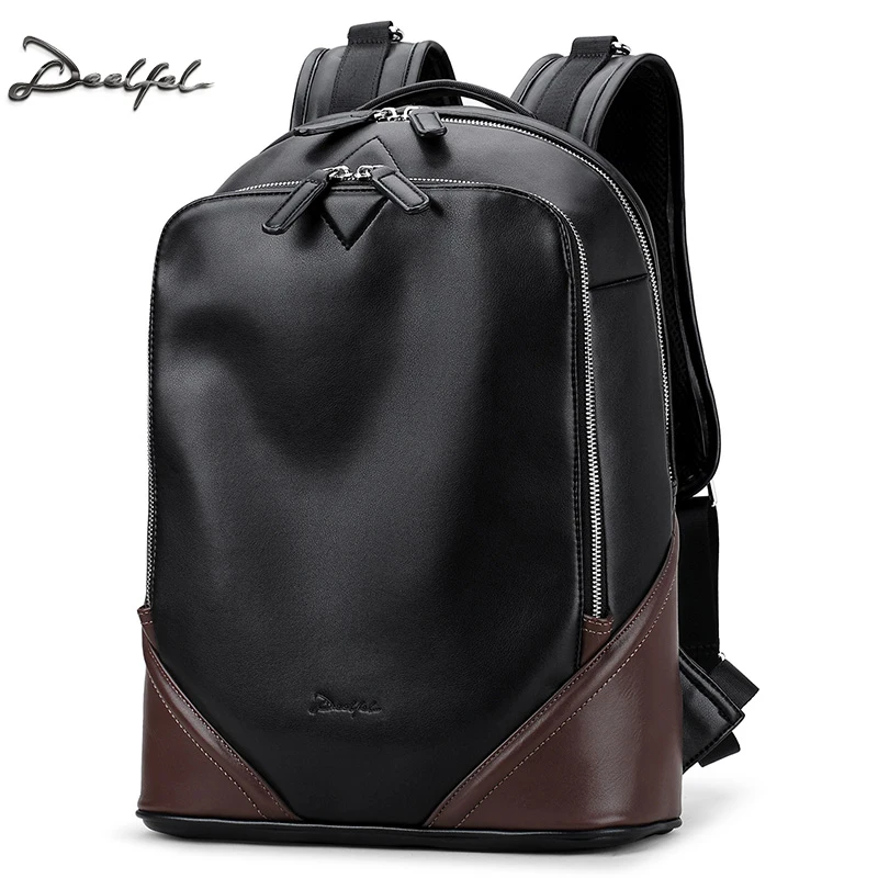 Кожаный рюкзак Для мужчин ретро ноутбук Bagpack Высокое качество корейские школьные сумки для Для мужчин Водонепроницаемый мужской Дорожная сумка большая рюкзак мешок
