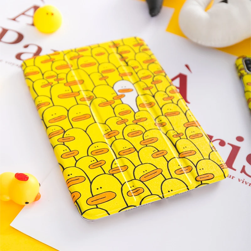 

Cute Duck PU Leather Cover Protective Shell Skin For iPad 9.7 2017 A1822 A1823