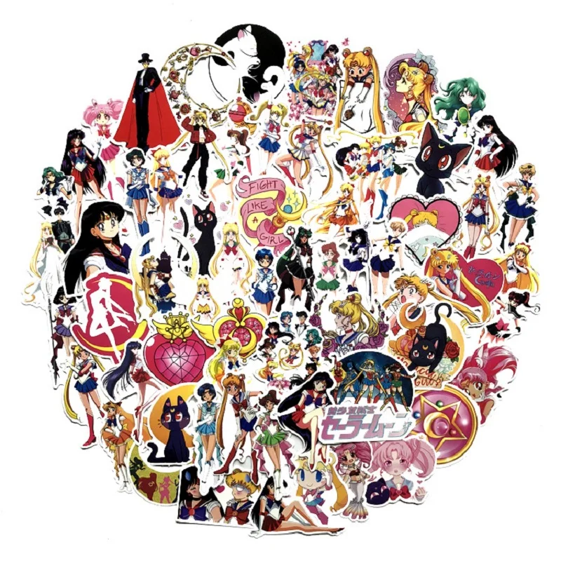 75 японского аниме Вода лед наклейки с Луной для мотоцикла багаж скейтборд