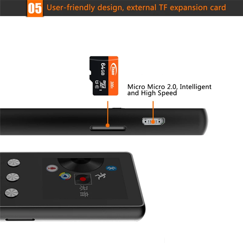 HiFi металлический MP4 плеер с Bluetooth 8 ГБ 2 0 дюймовый экран 80 часов поддержка 64 SD карта