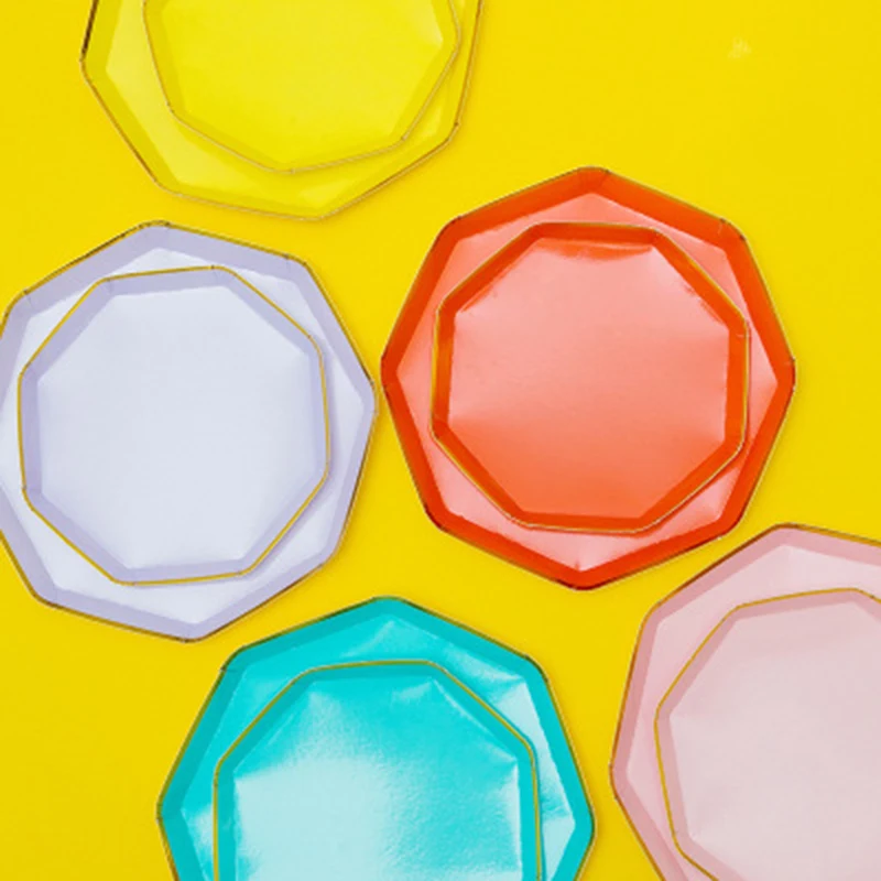 Набор одноразовой столовой посуды из золотой фольги 8 шт.|Одноразовая посуда для