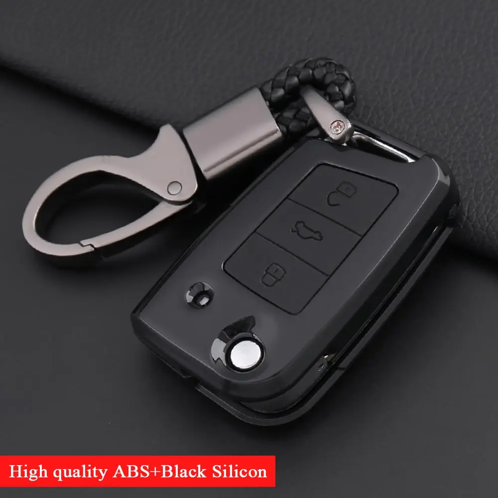 ABS-Black Для Volkswagen VW Golf7 Mk7 сиденье Ibiza Leon Altea Aztec для Skoda Octavia автомобильный ключ для отбортовки чехол оболочка набор углеродный ABS - Название цвета: ABS-Black